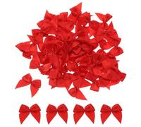 sourcing map 150 Pcs Mini Ribbon Bow 1.2" Mini Fabric Satin Ribbon Flower Bows for Craft DIY Sewing Wedding Birthday Party Red