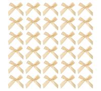 sourcing map 150 Pcs Mini Ribbon Bow 1.8 Inch Mini Fabric Satin Ribbon Flower Bows for Craft DIY Sewing Wedding Birthday Party Champagne