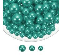 sourcing map 150 Pcs Pearl Bead for Vase Filler, 20/14/10mm Faux Pearl Floating Beads Makeup NO Hole for Candles Centerpieces Table Scatter Wedding Home Decoration(Dark Green)