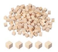 sourcing map 150 Pcs Wooden Blocks, 0.4 Inch Square Natural Wooden Block Unfinished Wood Cube for DIY Craft Art Project Painting Decoration, Natural