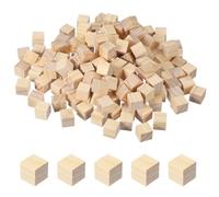 sourcing map 150 Pcs Wooden Blocks, 0.6 Inch Square Natural Wooden Block Unfinished Wood Cube for DIY Craft Art Project Painting Decoration, Natural