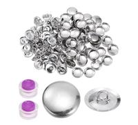 sourcing map 150 Sets Self Cover Button Kit 24L 0.6" 15mm with Wire Backs Aluminum Buttons to Cover Fabric Button Maker Covered Buttons Kit with 2 Tools for DIY Cloth Home Decor Sewing