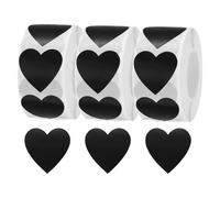sourcing map 1500 Labels Black Heart Stickers 1 Inch Heart Shaped Sticker Labels Self-Adhesive Cute Decals for Envelope Valentine's Day Scrapbook Award Charts (3 Rolls, 500 Labels Per Roll)