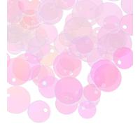 sourcing map 1500 Pcs Flat Round Sequins, 6/8/10mm Loose Paillettes Craft Sewing Sequins with Single Side Hole for DIY Embroidery Clothing Jewelry Making, Clear Iridescent White