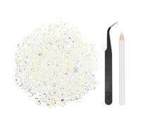 sourcing map 1500pcs Flatback Rhinestones Resin, SS30 6mm Resin Rhinestones Bulk Round Shine Gems with Pickup Tools for DIY Nail Art Tumblers Mugs Clothes, Clear AB