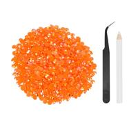 sourcing map 1500pcs Flatback Rhinestones Resin, SS30 6mm Resin Rhinestones Bulk Round Shine Gems with Pickup Tools for DIY Nail Art Tumblers Mugs Clothes, Orange-Red