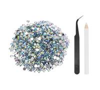 sourcing map 1500pcs Flatback Rhinestones Resin, SS30 6mm Resin Rhinestones Bulk Round Shine Gems with Pickup Tools for DIY Nail Art Tumblers Mugs Clothes, AB