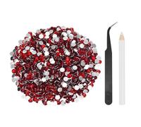 sourcing map 1500pcs Flatback Rhinestones Resin, SS30 6mm Resin Rhinestones Bulk Round Shine Gems with Pickup Tools for DIY Nail Art Tumblers Mugs Clothes, Bright Red