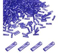 sourcing map 1500Pcs Glass Bugle Beads, 6x2mm Tube Mini Loose Glass Seed Spacer Bead Embroidery Beads for DIY Craft Projects Earrings Necklaces Bracelets Jewelry Making, Lustrous Navy Blue