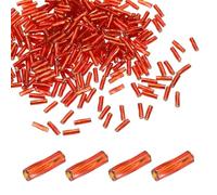 sourcing map 1500Pcs Glass Bugle Seed Beads, 6x2mm Mini Long Tube Seed Beads Tube Loose Glass Seed Spacer Bead for DIY Earring Bracelets Necklace Jewelry Making Embroidery, Dark Bright Red