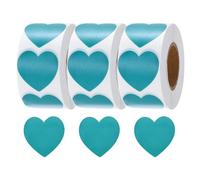 sourcing map 1500Pcs Heart Stickers 1 Inch Self-Adhesive Stickers Paper Labels for DIY Crafts Wedding Party Gifts Shop Home Classroom Bottle Packaging,Lake Blue,3 Rolls/500 Per Roll