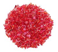 sourcing map 1500Pcs Mixed Glass Beads, 2-4 mm Mini Tube Bugle Loose Crafts Beads with Hole, Bulk Spacer Bead for DIY Craft Making, Red