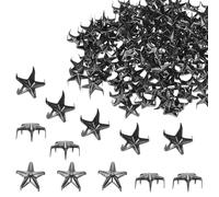 sourcing map 150PCS 10mm Metal Star Studs Claw Small 5-Claw Black Hand Pressed Punk Beads Nailheads Rivets Spike Cap Nail Head for DIY Leather Clothing Bag Shoes