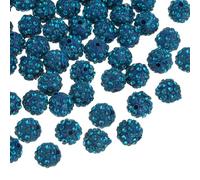 sourcing map 150Pcs 10mm Rhinestone Clay Beads, Polymer Clay Crystal Bead Round Disco Shiny Ball Beads Bulk for DIY Bracelet Necklace Jewelry Making (Dark Blue)