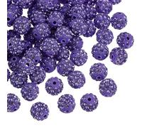 sourcing map 150Pcs 10mm Rhinestone Clay Beads, Polymer Clay Crystal Bead Round Disco Shiny Ball Beads Bulk for DIY Bracelet Necklace Jewelry Making (Lotus Purple)