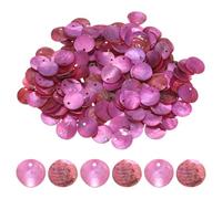 sourcing map 150Pcs 15mm Flat Round Shell Coin Beads, Colorful Drop Charm Beads, Shell Discs Charm with Hole for DIY Craft Bracelet Necklace Jewelry Making, Rose Red