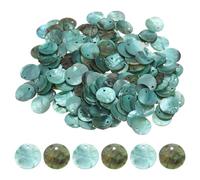 sourcing map 150Pcs 15mm Flat Round Shell Coin Beads, Colorful Drop Charm Beads, Shell Discs Charm with Hole for DIY Craft Bracelet Necklace Jewelry Making, Lake Blue