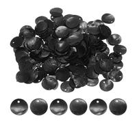 sourcing map 150Pcs 15mm Flat Round Shell Coin Beads, Colorful Drop Charm Beads, Shell Discs Charm with Hole for DIY Craft Bracelet Necklace Jewelry Making, Black