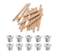 sourcing map 150Pcs 3/8″x4-3/4″ Wood Dowel Pins, Hardwood Straight Grooved Pins with 10Pcs Solid Hollow Dowel Tenon Center Transfer Plugs Set for Furniture Woodworking, DIY Project, Dowel Jig