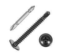 sourcing map 150Pcs #8x1-1/2" Self-Tapping Screws, 410 Stainless Steel Phillips Self Drilling Flat Head Sheet Metal Screws for Industry, Furniture Repair, Black