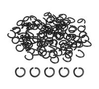 sourcing map 150Pcs Colored Jump Rings, 8mm Iron Open Round O Ring Connectors, Split Linking Rings for Keychain Jewelry Making DIY Crafts Accessories, Black