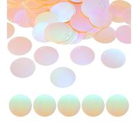 sourcing map 150PCS Flat Round Sequins, 30mm/1.2" Large Sequins for Craft Resin Gradient AB Light Yellow Loose Sequins Paillettes with Single Holes for DIY Crafts Sewing Embroidery Clothing