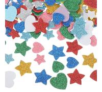 sourcing map 150Pcs Glitter Foam Stickers 3 Size Colorful Self-Adhesive Sparkly Star and Heart Shapes Glitter Stickers for Arts Craft Supplies, DIY and Decor