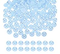 sourcing map 150Pcs Half Pearl for Crafts, 14mm Plastic Half Flatback Imitation Pearls Cabochon Loose Beads Rhinestone for DIY Crafts Clothing Tumbler Shoes Embellishment Nail (Light Blue AB)
