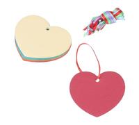 sourcing map 150PCS Heart Paper Cutouts 3 Inch Assorted Color Heart Shaped Tags with 150PCS Ribbon for Valentine's Day Craft Bulletin Board, Blue Green Red Orange Yellow