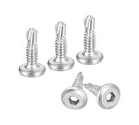 sourcing map 150Pcs Hex Socket Self Tapping Screws, #10 x 3/4" 410 Stainless Steel Flat Head Sheet Metal Drilling Screws, Silver