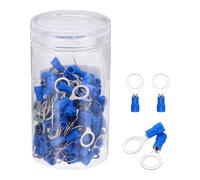 sourcing map 150Pcs Insulated Ring Terminal RV1.25-8 Battery Lugs 22-16AWG Electrical Crimp Terminals Eyelet Wire Connectors for Industrial, Electrical Wiring, Blue
