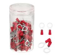 sourcing map 150Pcs Insulated Ring Terminal RV1.25-8 Battery Lugs 22-16AWG Electrical Crimp Terminals Eyelet Wire Connectors for Industrial, Electrical Wiring, Red