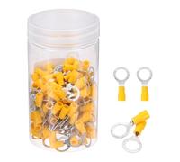 sourcing map 150Pcs Insulated Ring Terminal RV1.25-8 Battery Lugs 22-16AWG Electrical Crimp Terminals Eyelet Wire Connectors for Industrial, Electrical Wiring, Yellow