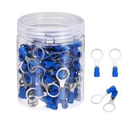 sourcing map 150Pcs Insulated Ring Terminal RV2-10 Battery Lugs 16-14AWG Electrical Crimp Terminals Eyelet Wire Connectors for Industrial, Electrical Wiring, Blue
