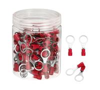 sourcing map 150Pcs Insulated Ring Terminal RV2-10 Battery Lugs 16-14AWG Electrical Crimp Terminals Eyelet Wire Connectors for Industrial, Electrical Wiring, Red
