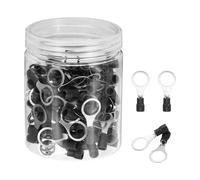 sourcing map 150Pcs Insulated Ring Terminal RV2-10 Battery Lugs 16-14AWG Electrical Crimp Terminals Eyelet Wire Connectors for Industrial, Electrical Wiring, Black