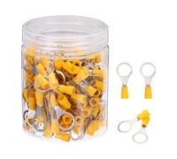 sourcing map 150Pcs Insulated Ring Terminal RV2-10 Battery Lugs 16-14AWG Electrical Crimp Terminals Eyelet Wire Connectors for Industrial, Electrical Wiring, Yellow