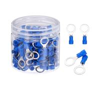 sourcing map 150Pcs Insulated Ring Terminal RV2-8 Battery Lugs 16-14AWG Electrical Crimp Terminals Eyelet Wire Connectors for Industrial, Electrical Wiring, Blue