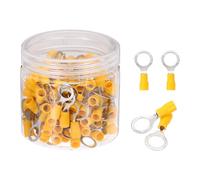 sourcing map 150Pcs Insulated Ring Terminal RV2-8 Battery Lugs 16-14AWG Electrical Crimp Terminals Eyelet Wire Connectors for Industrial, Electrical Wiring, Yellow