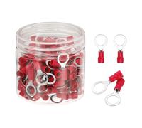 sourcing map 150Pcs Insulated Ring Terminal RV2-8 Battery Lugs 16-14AWG Electrical Crimp Terminals Eyelet Wire Connectors for Industrial, Electrical Wiring, Red