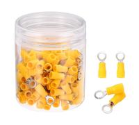 sourcing map 150Pcs Insulated Ring Terminal RVS1.25-4 Battery Lugs 22-16AWG Electrical Crimp Terminals Eyelet Wire Connectors for Industrial, Electrical Wiring, Yellow