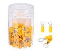 sourcing map 150Pcs Insulated Ring Terminal RVS1.25-5 Battery Lugs 22-16AWG Electrical Crimp Terminals Eyelet Wire Connectors for Industrial, Electrical Wiring, Yellow