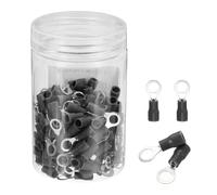 sourcing map 150Pcs Insulated Ring Terminal RVS1.25-5 Battery Lugs 22-16AWG Electrical Crimp Terminals Eyelet Wire Connectors for Industrial, Electrical Wiring, Black