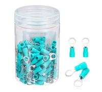 sourcing map 150Pcs Insulated Ring Terminal RVS1.25-5 Battery Lugs 22-16AWG Electrical Crimp Terminals Eyelet Wire Connectors for Industrial, Electrical Wiring, Green