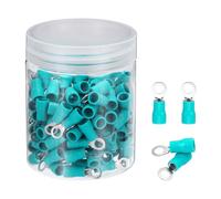 sourcing map 150Pcs Insulated Ring Terminal RVS2-4 Battery Lugs 16-14AWG Electrical Crimp Terminals Eyelet Wire Connectors for Industrial, Electrical Wiring, Green