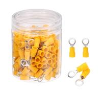 sourcing map 150Pcs Insulated Ring Terminal RVS2-5 Battery Lugs 16-14AWG Electrical Crimp Terminals Eyelet Wire Connectors for Industrial, Electrical Wiring, Yellow