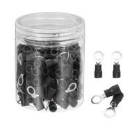sourcing map 150Pcs Insulated Ring Terminal RVS2-5 Battery Lugs 16-14AWG Electrical Crimp Terminals Eyelet Wire Connectors for Industrial, Electrical Wiring, Black