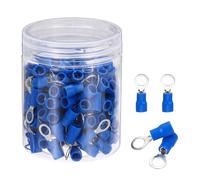 sourcing map 150Pcs Insulated Ring Terminal RVS2-5 Battery Lugs 16-14AWG Electrical Crimp Terminals Eyelet Wire Connectors for Industrial, Electrical Wiring, Blue