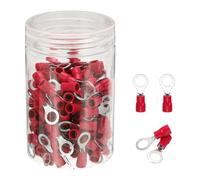 sourcing map 150Pcs Insulated Ring Terminal RVS2-6 Battery Lugs 16-14AWG Electrical Crimp Terminals Eyelet Wire Connectors for Industrial, Electrical Wiring, Red