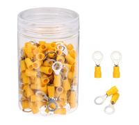 sourcing map 150Pcs Insulated Ring Terminal RVS2-6 Battery Lugs 16-14AWG Electrical Crimp Terminals Eyelet Wire Connectors for Industrial, Electrical Wiring, Yellow